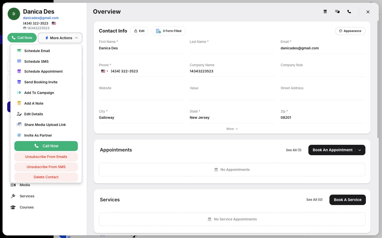 Step 7: The Customer Modal will open. Click on More Actions—from here, you will see the same Quick Actions as before.
