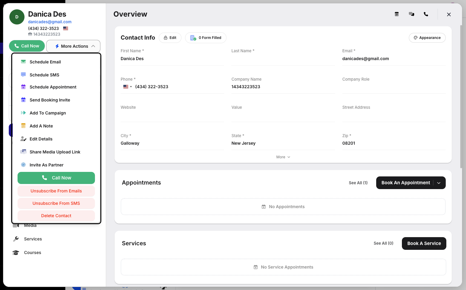 Step 7: The Customer Modal will open. Click on More Actions—from here, you will see the same Quick Actions as before.