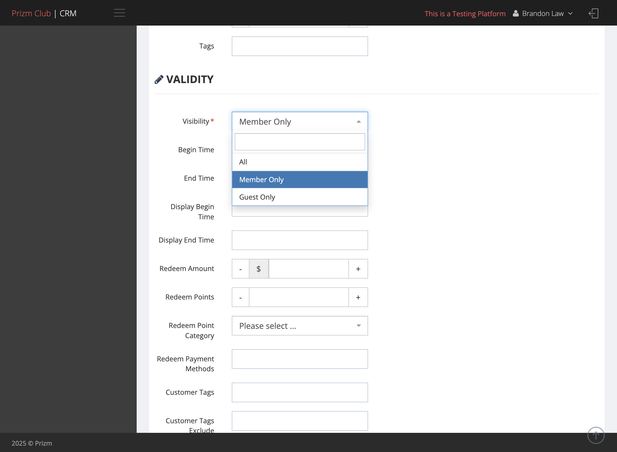 Select Member Only for Visibility