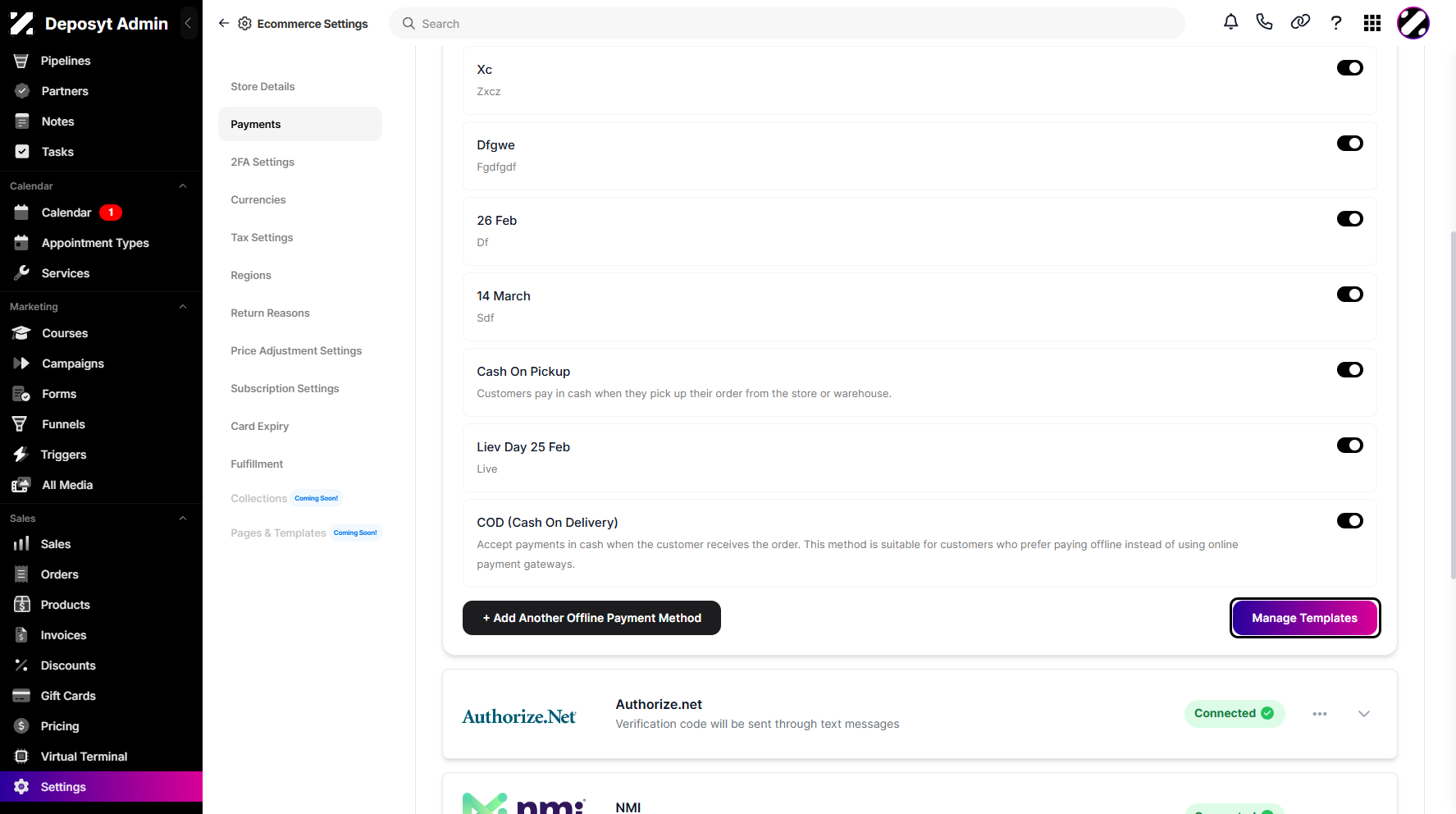 Step 5: Scroll down and click on Manage Templates to proceed.