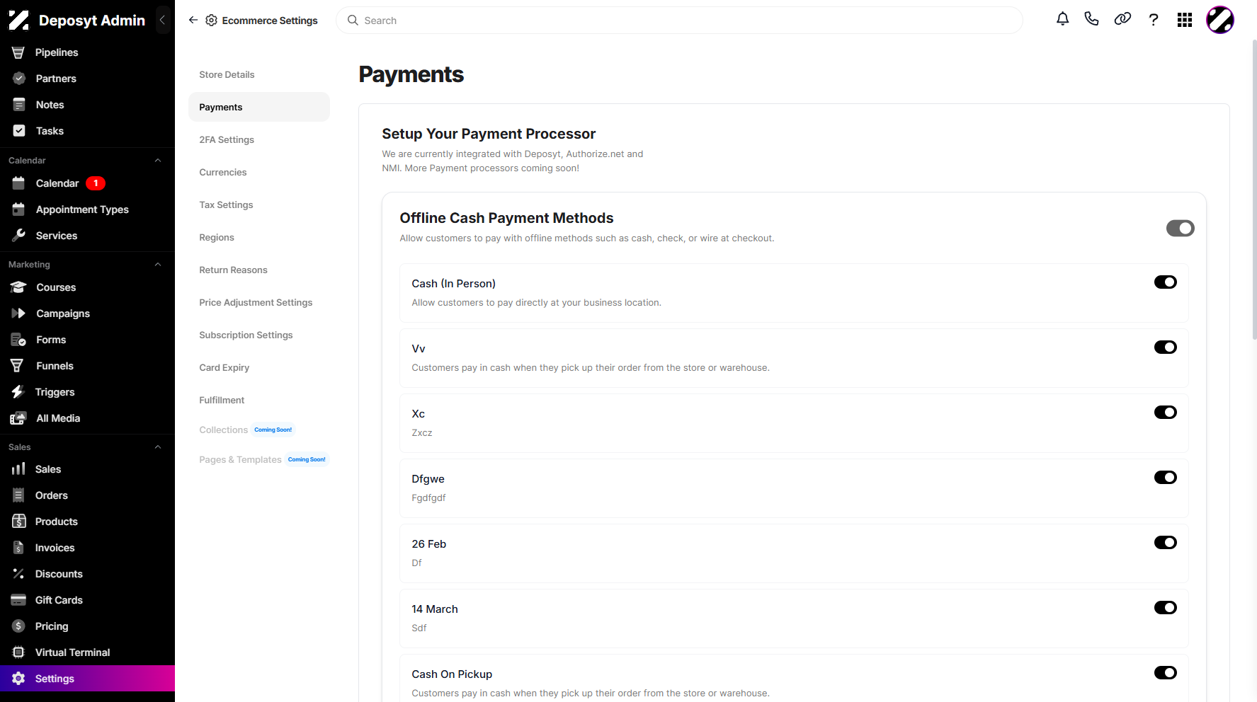 Step 4: You will then be taken to the Payments section.
