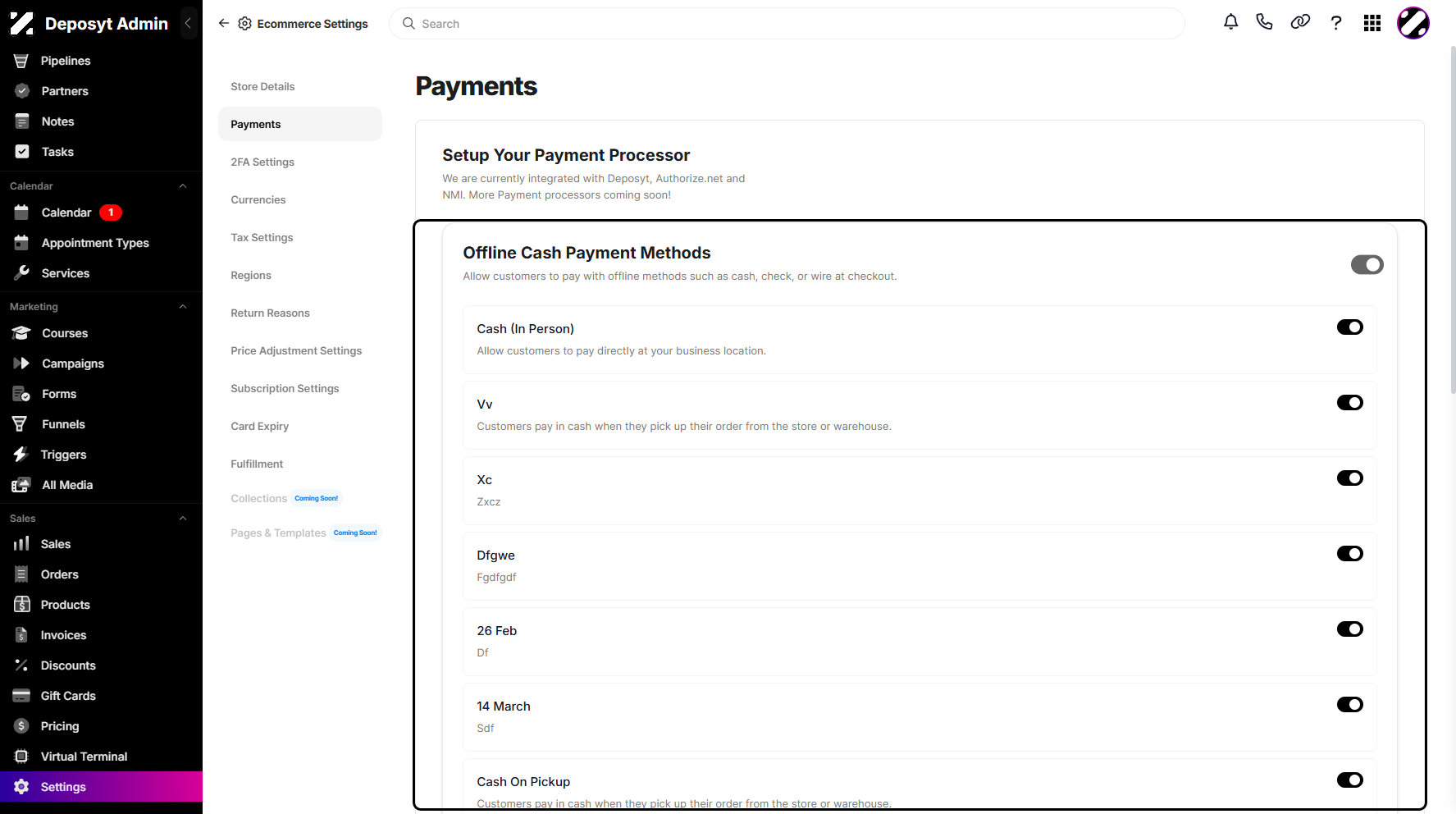 Step 4: You will then be taken to the Payments section.