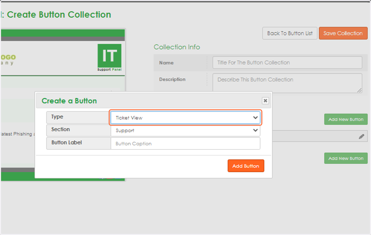 Log ticket is set by default. The other buttons should be set according to the needs, for example, select Ticket View