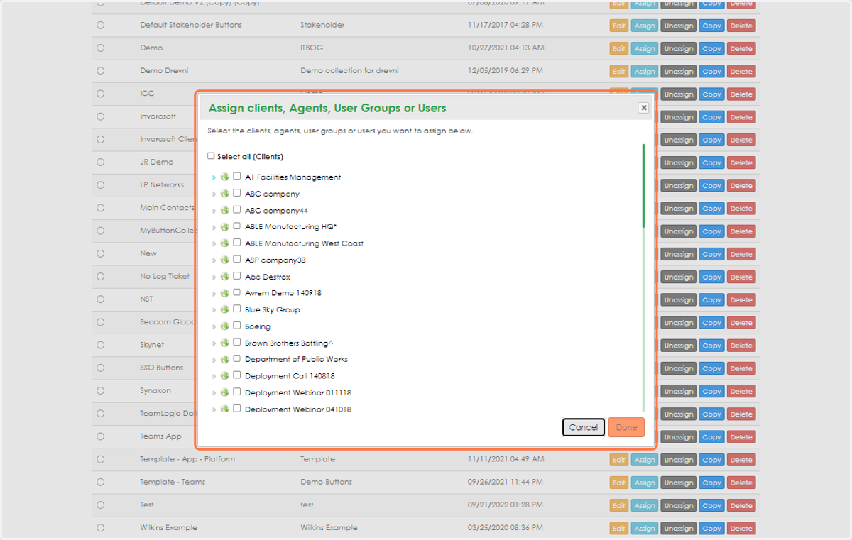Choose client(s), group(s) or user(s)