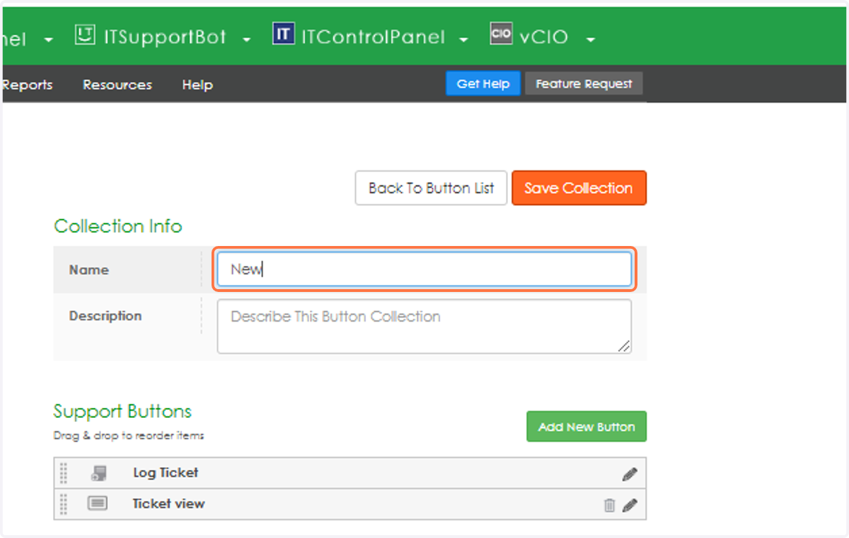 Choose a name and a description for your button collection