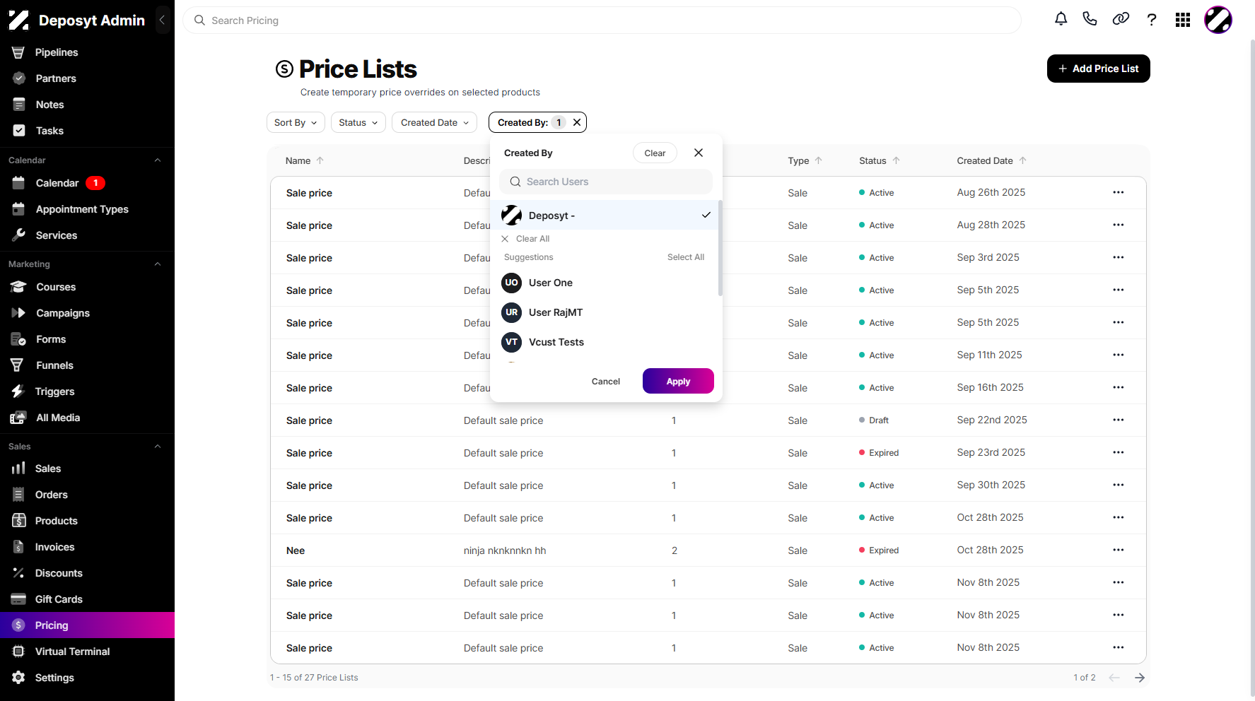 Step 5: Once selected, click Apply to proceed and begin filtering.