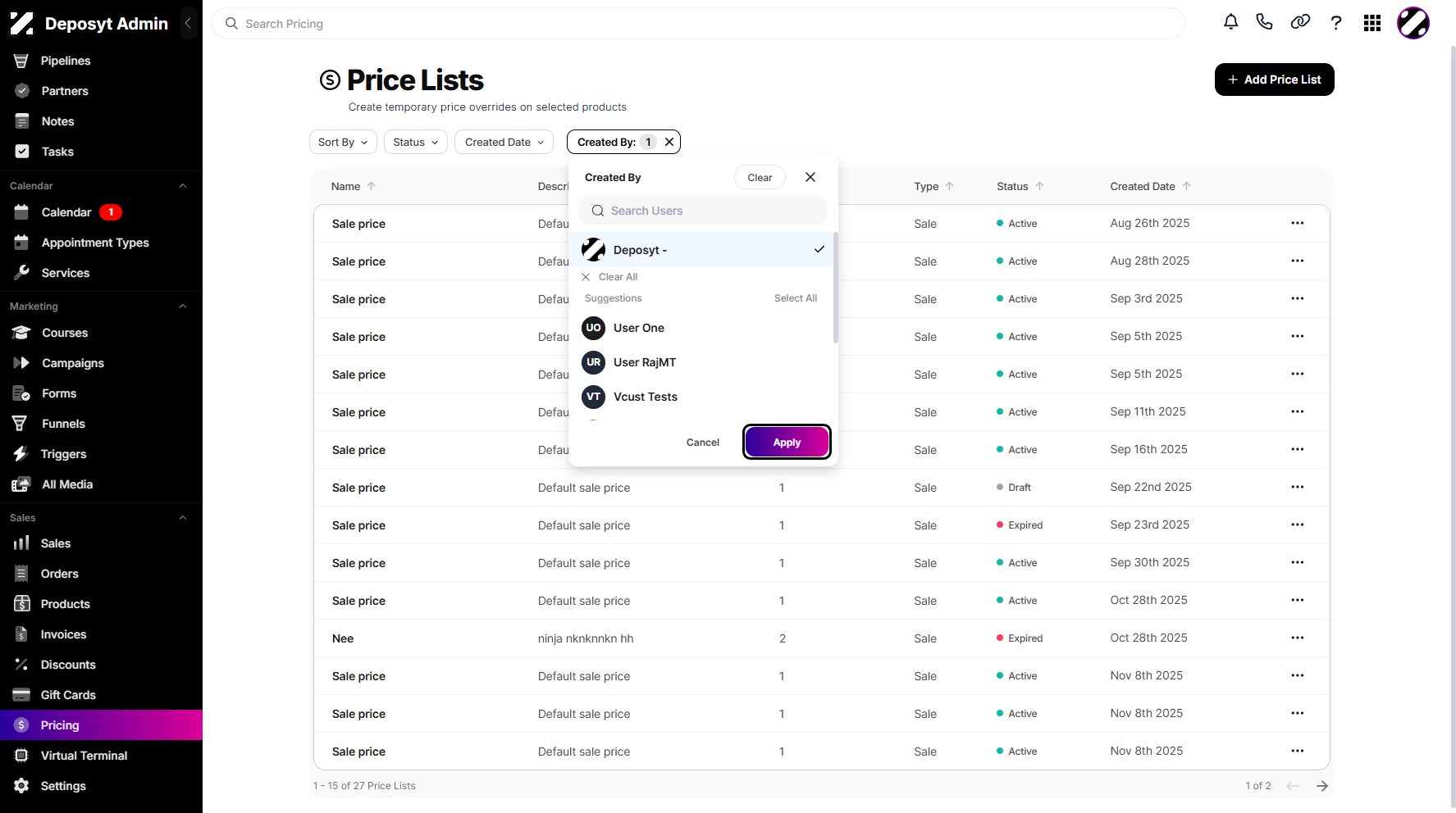 Step 5: Once selected, click Apply to proceed and begin filtering.