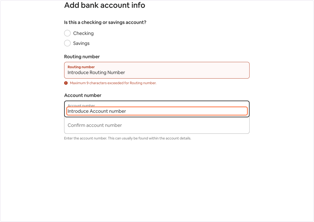 Type "Introduce Account number"