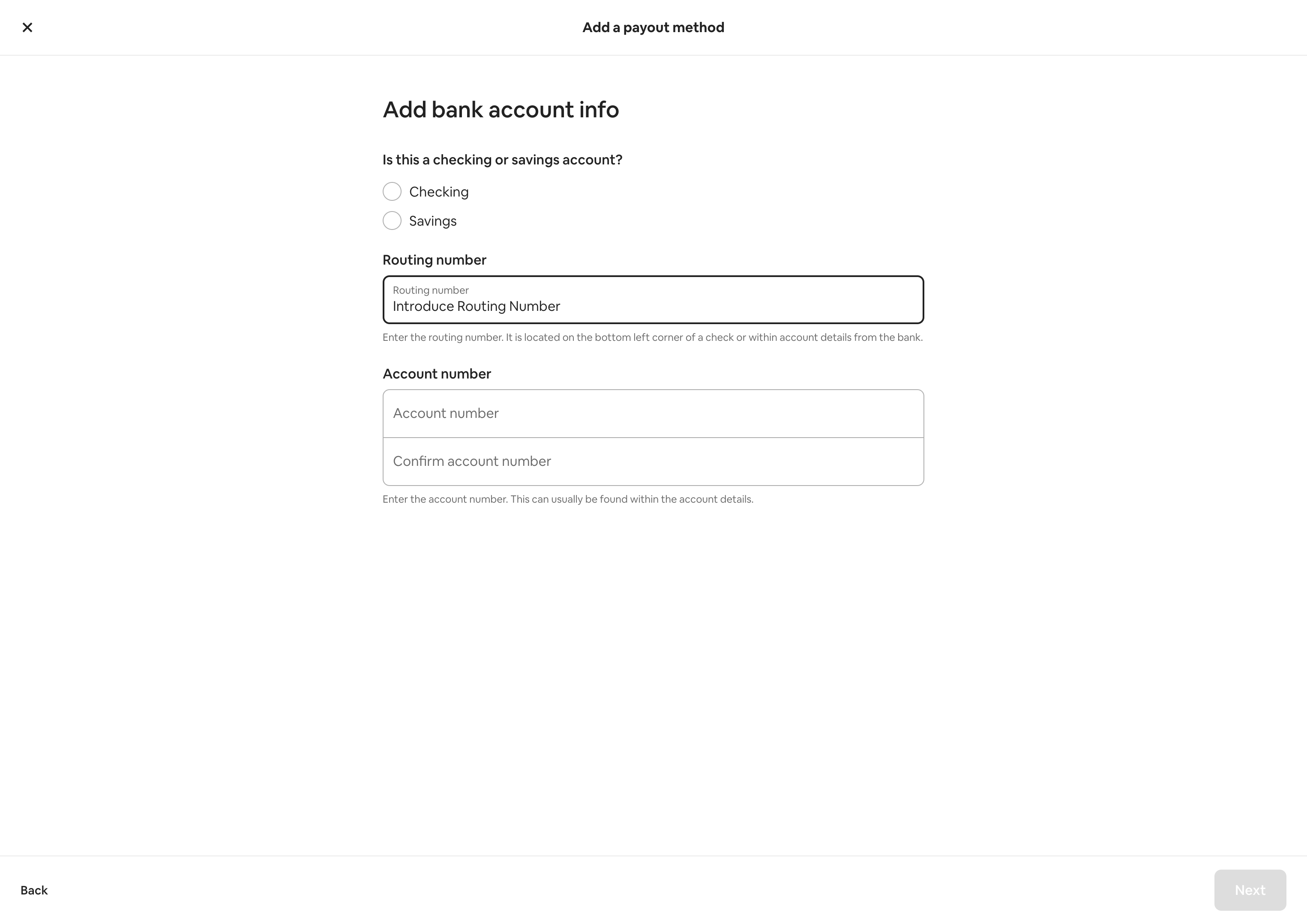 Type "Introduce Routing Number"