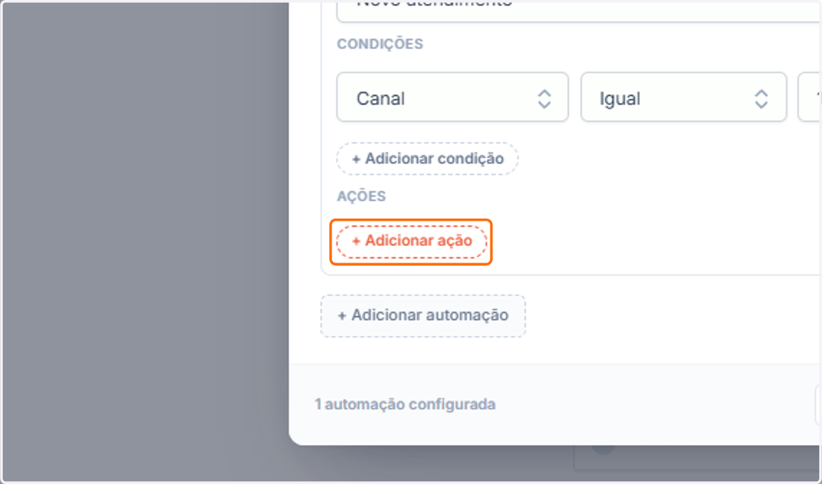 Clique em Adicionar ação