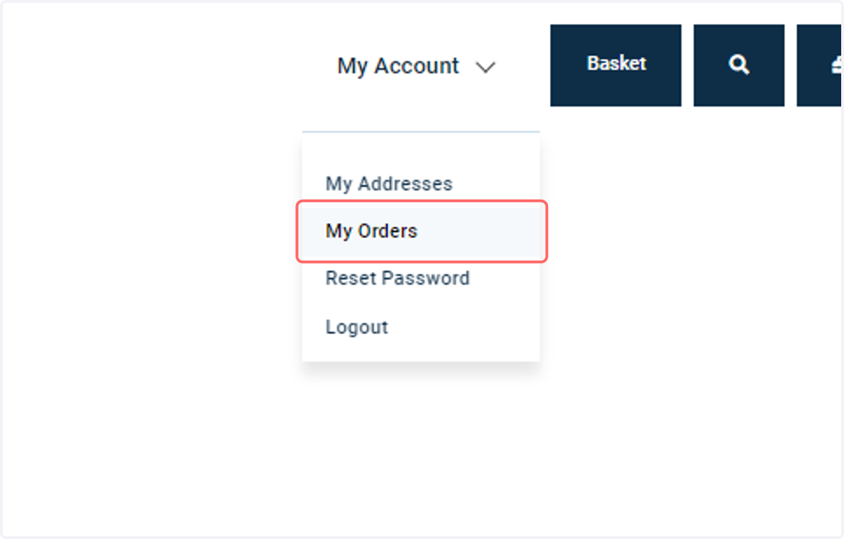 Once the order has been placed, click on My Orders