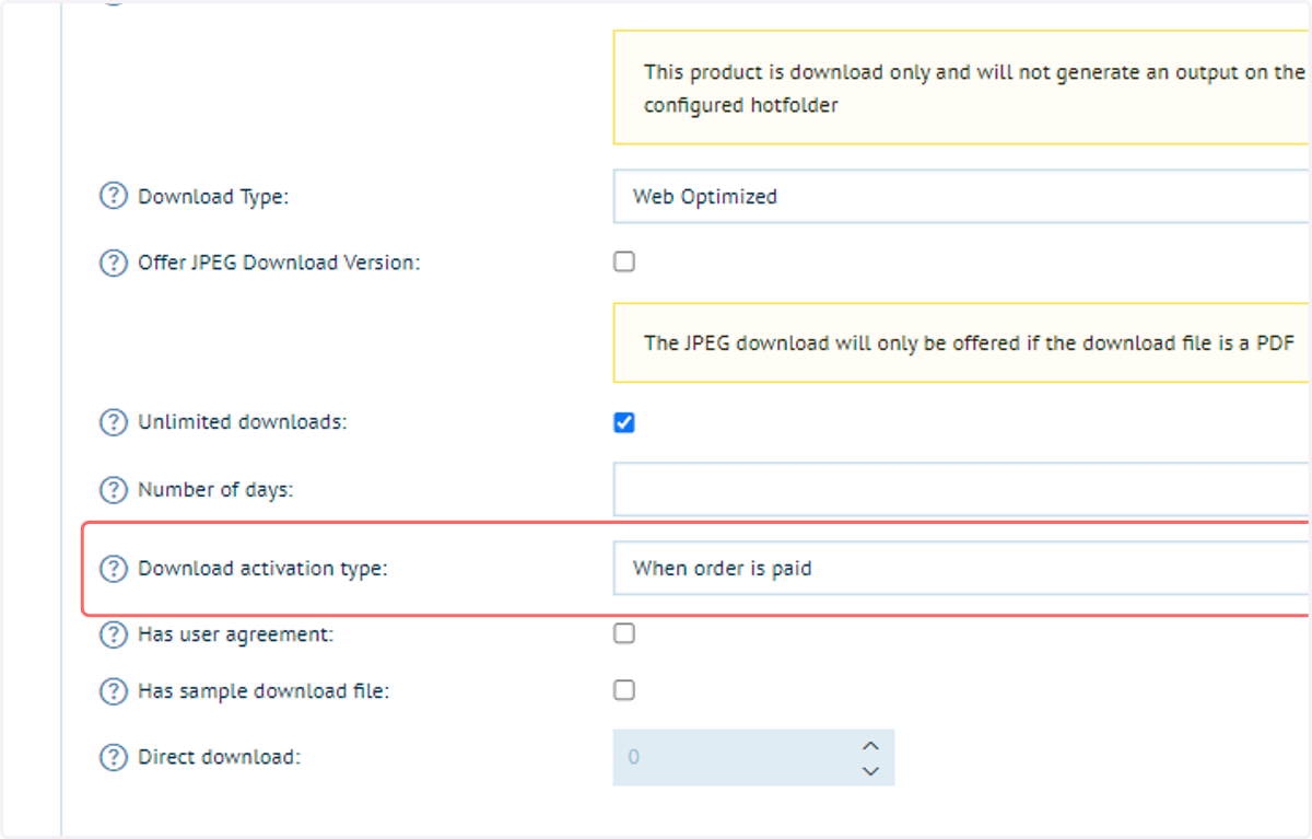 Download activation type: