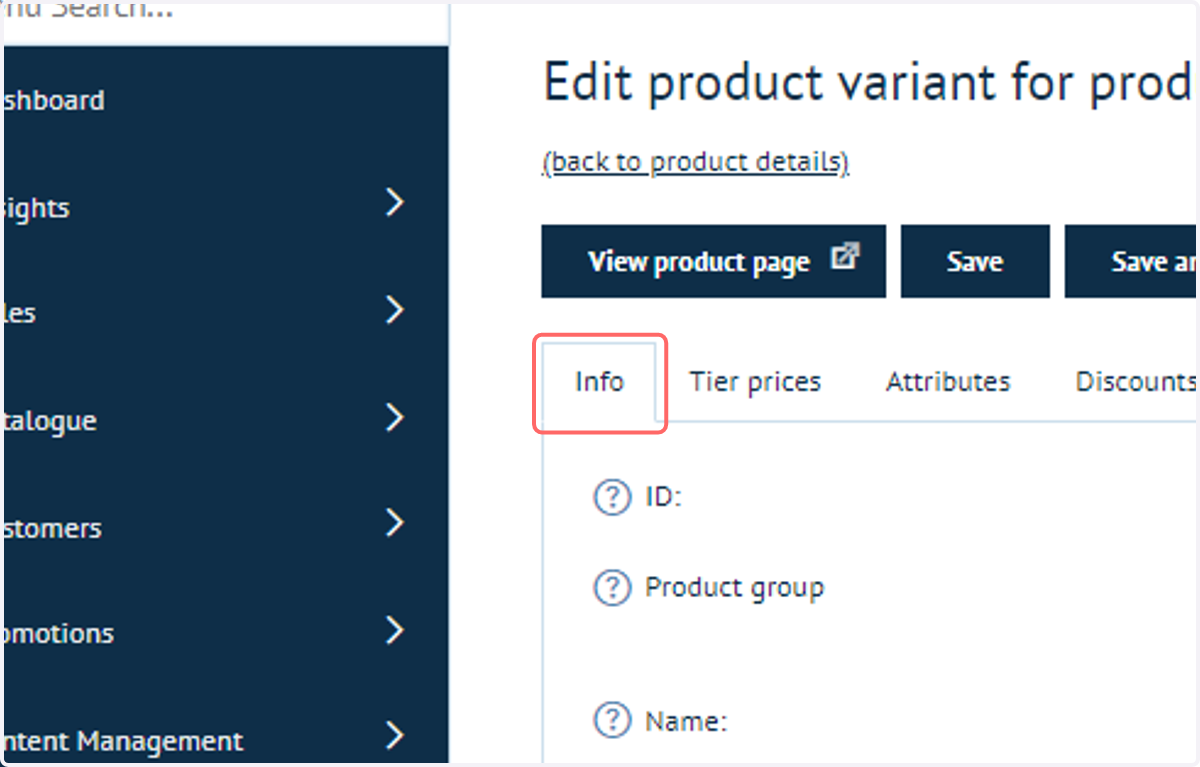 Navigate to the Info tab