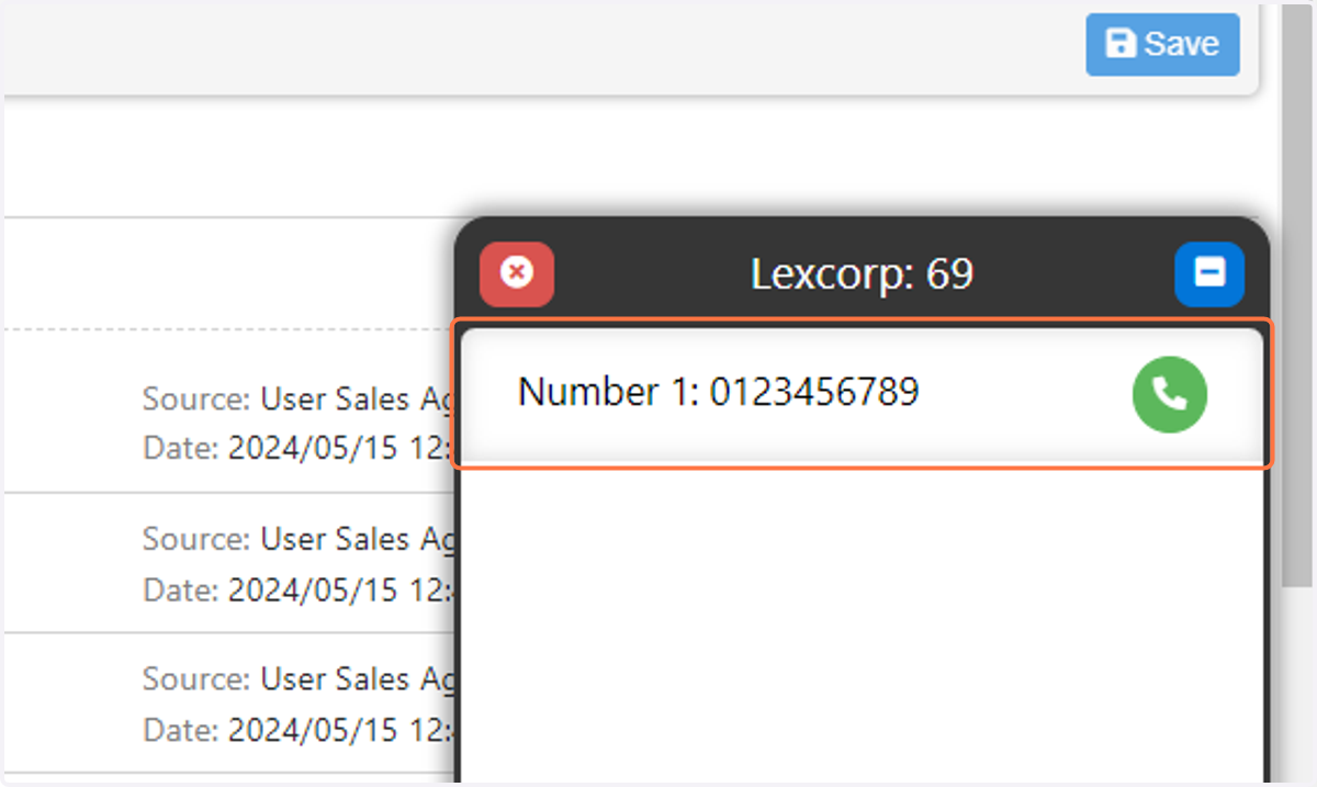 Select the number you would like to phone