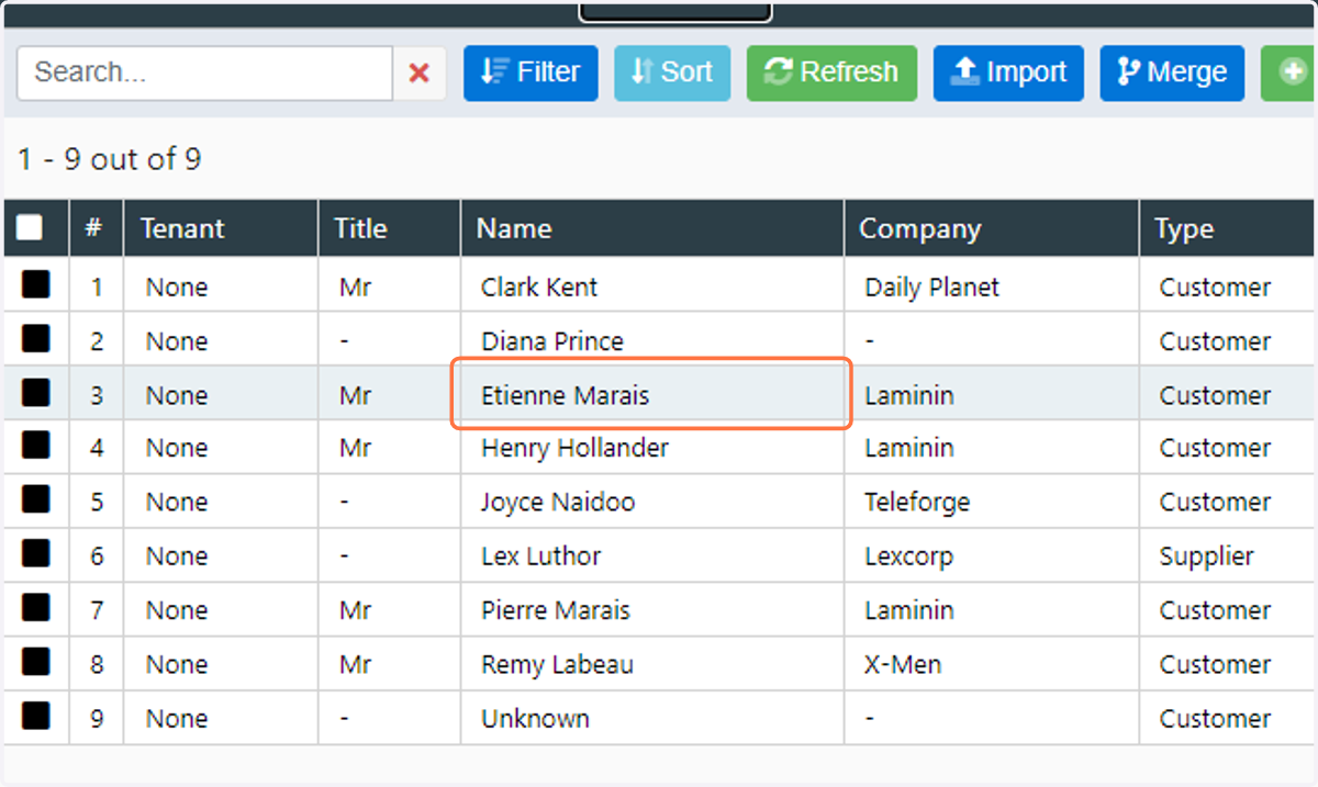 Choose the customer profile that you want to phone the supplier from