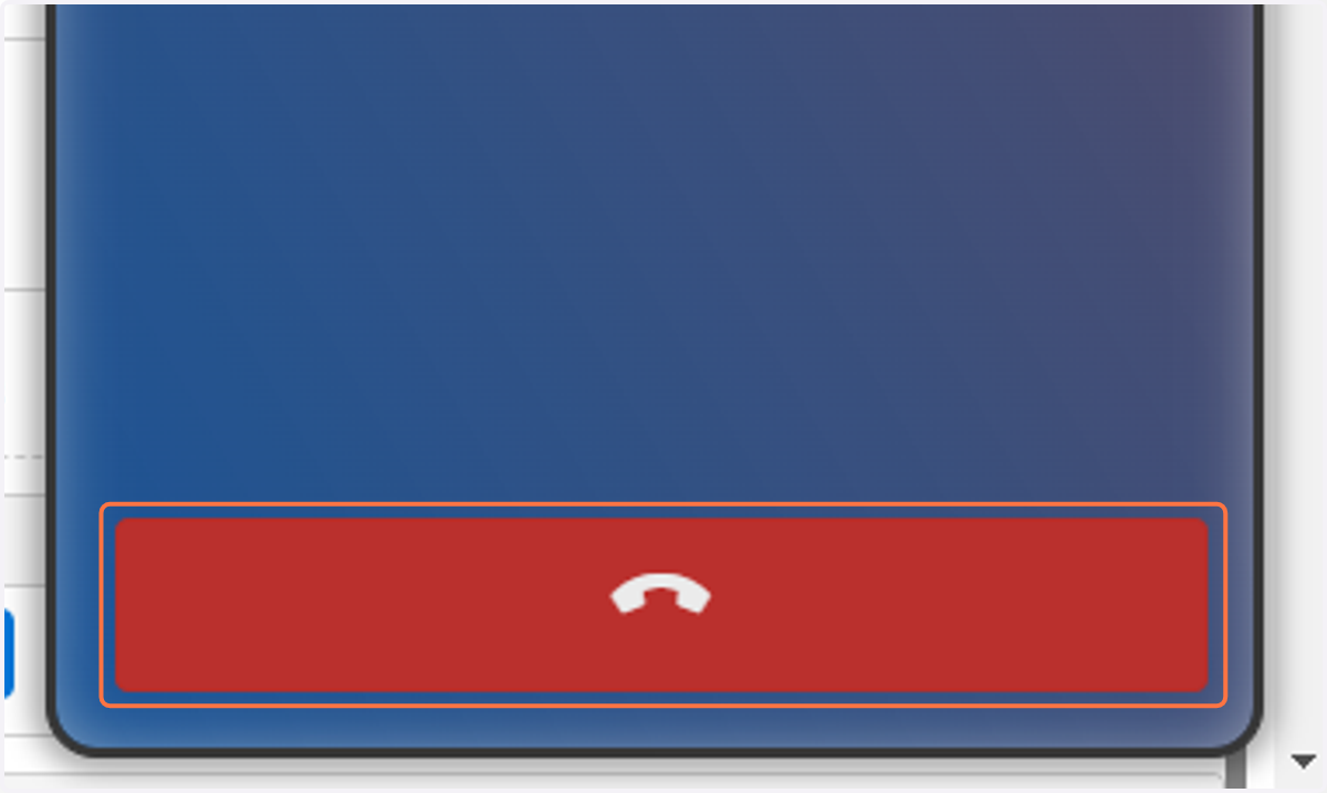 To end the call, click on the red call hang-up button