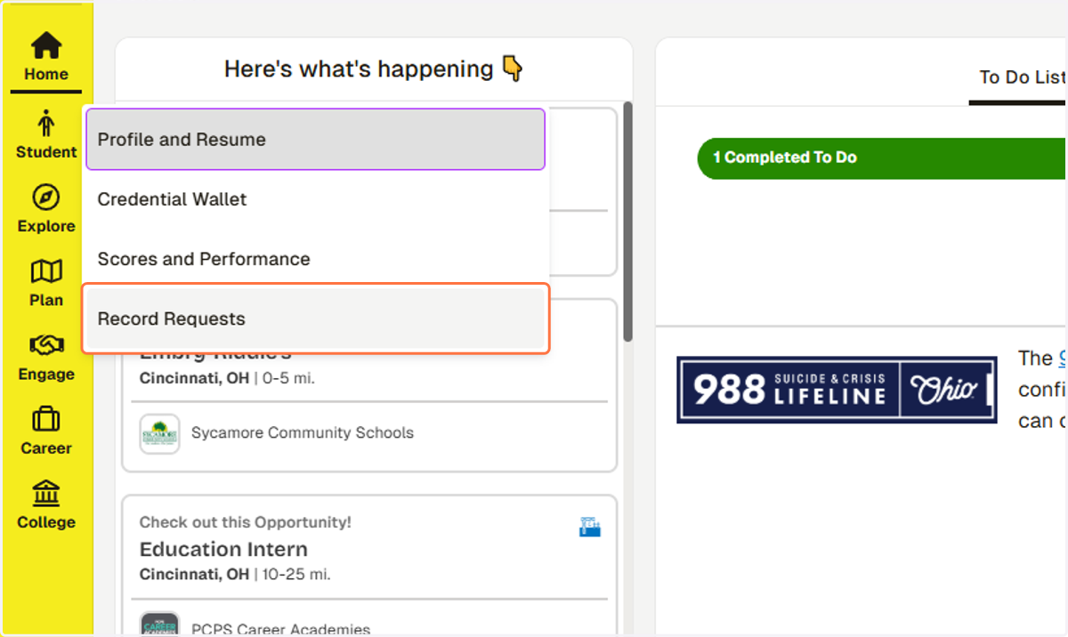 Click on Record Requests