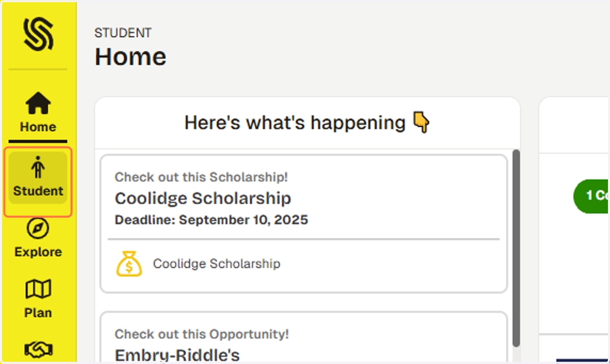Click on Student