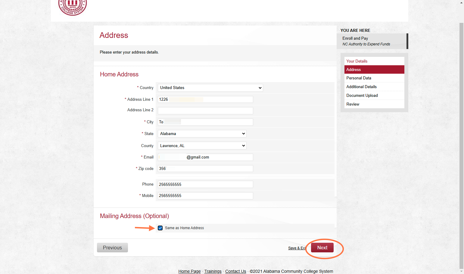 Review Address
