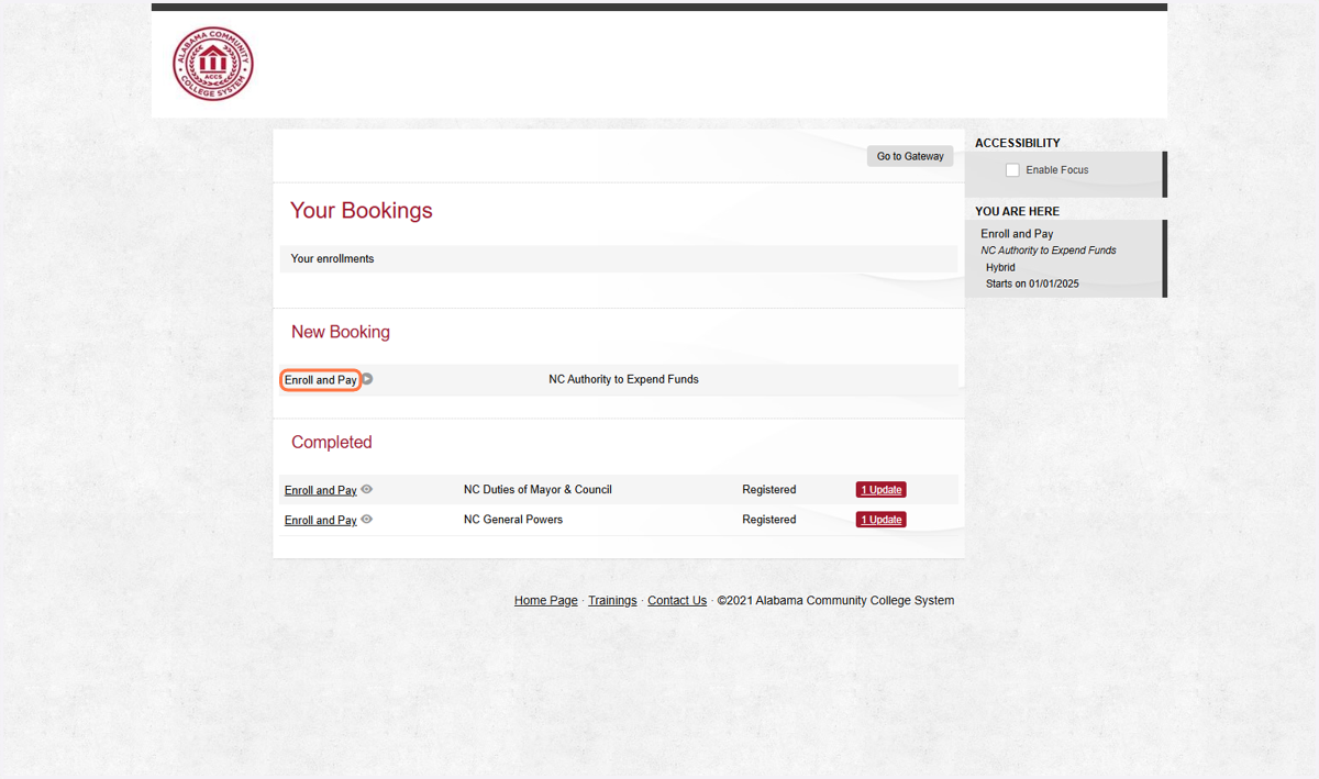 Click on Enroll and Pay