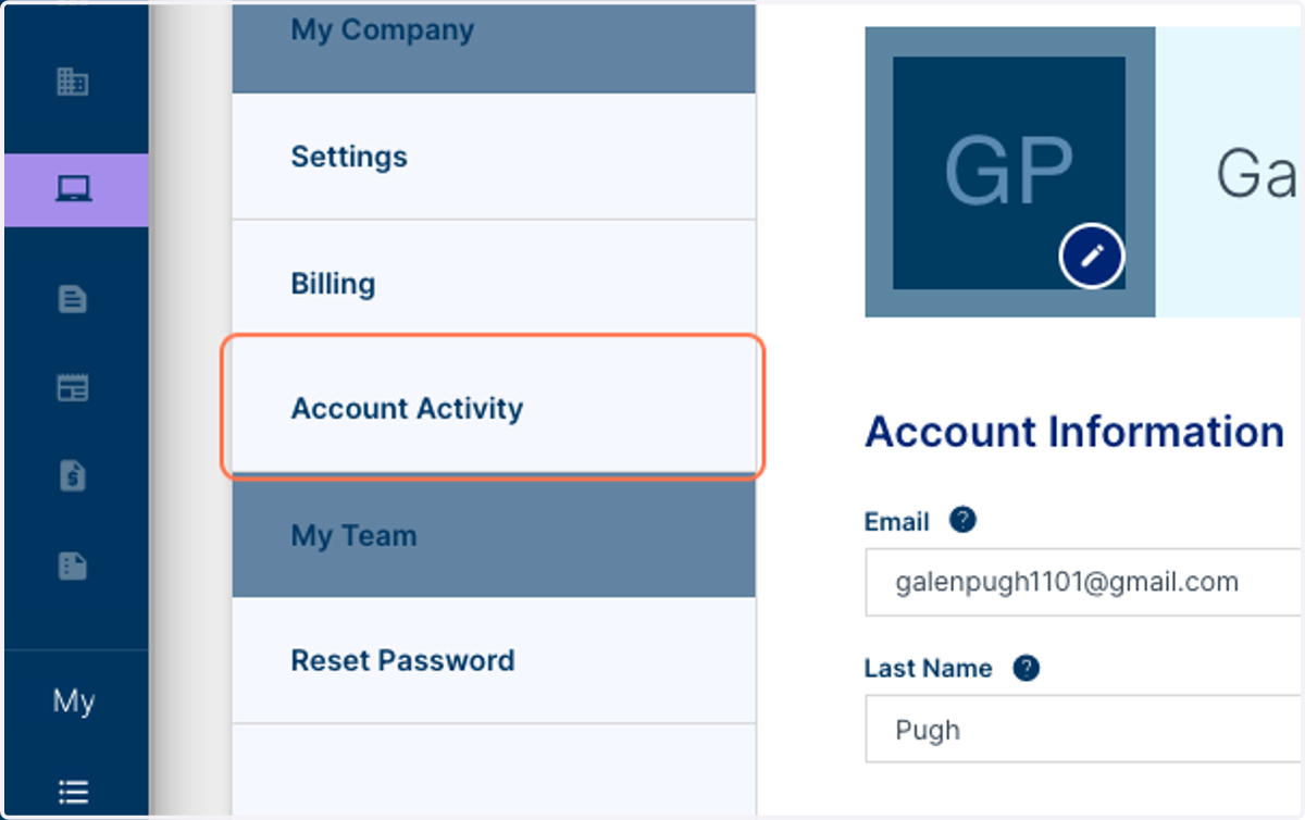 Click on Account Activity