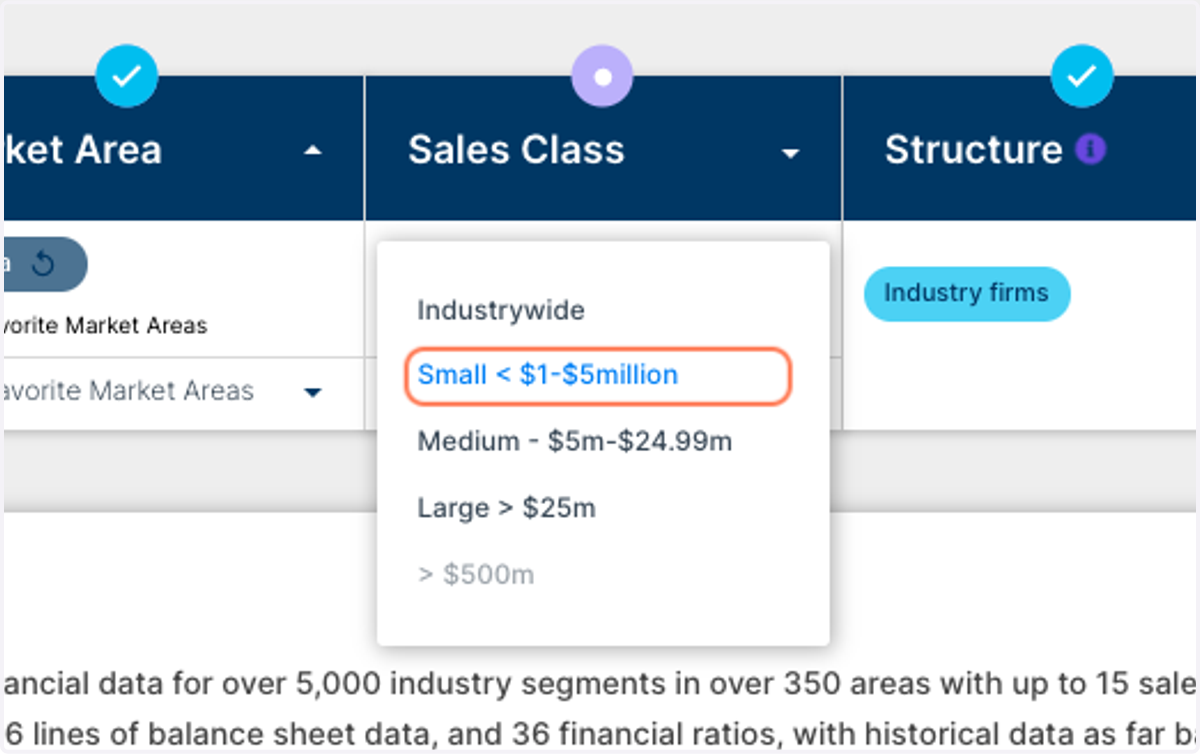 for example, click "Small < $1-$5million"