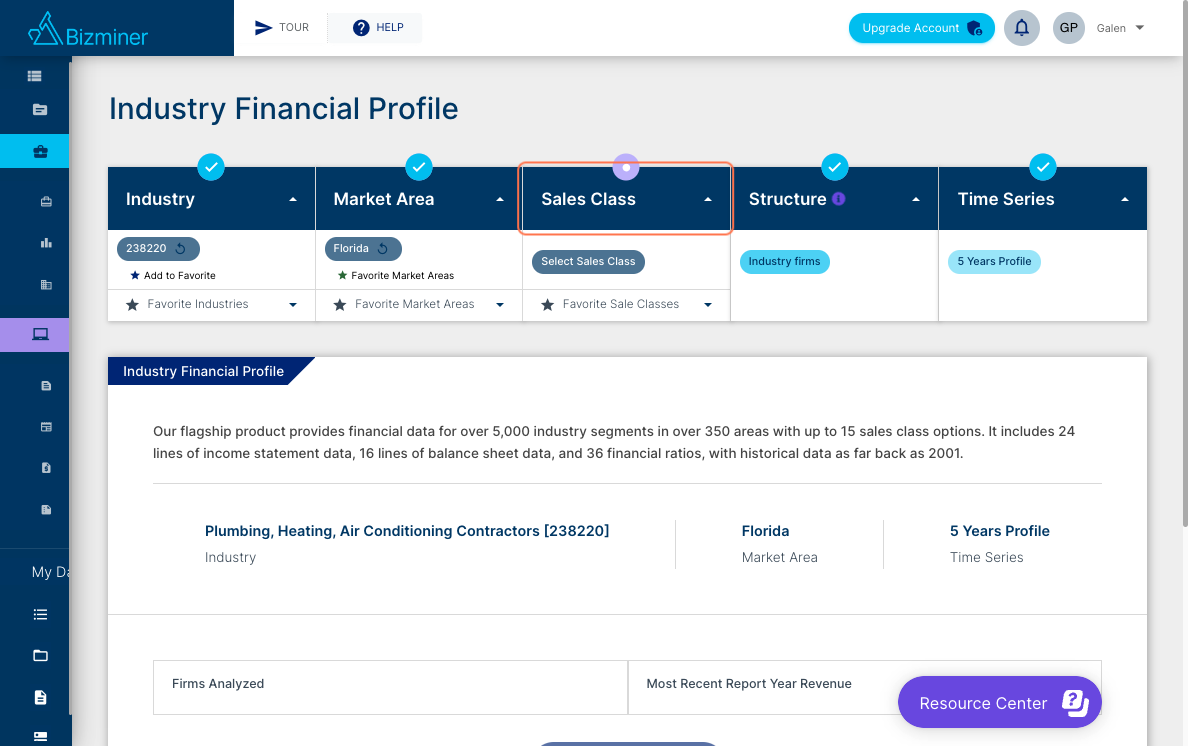 Select a Sales Class