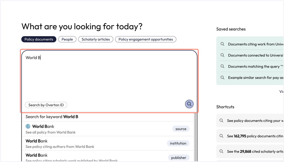 Type in the name of the policy source whose documents you want to find.