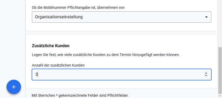 Wähle Sie nu die Anzahl der zusätzlichen Kunden aus