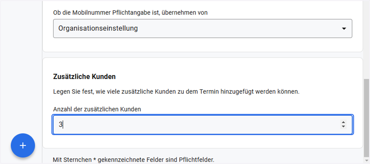 Wähle Sie nu die Anzahl der zusätzlichen Kunden aus