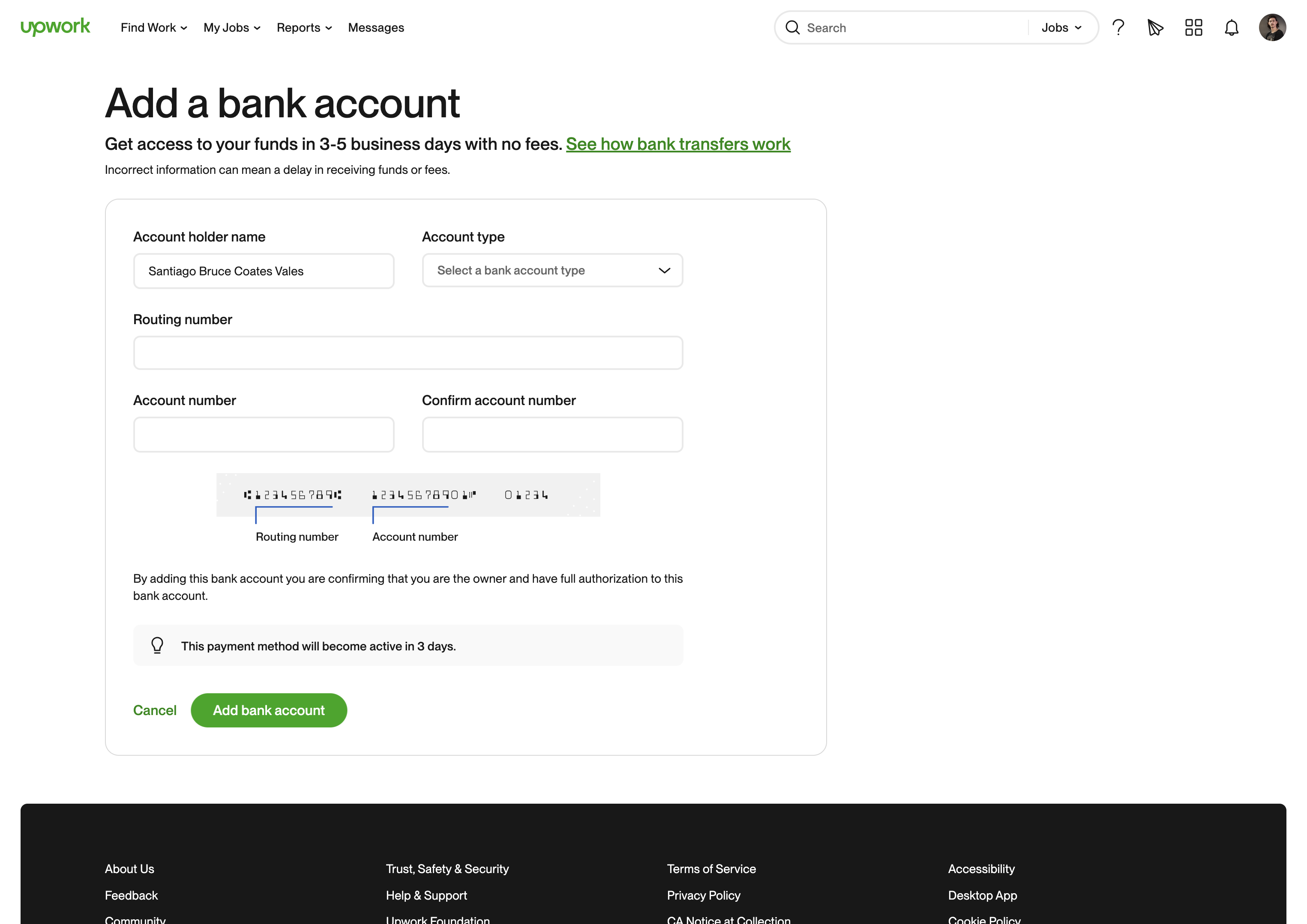 Click on Add bank account