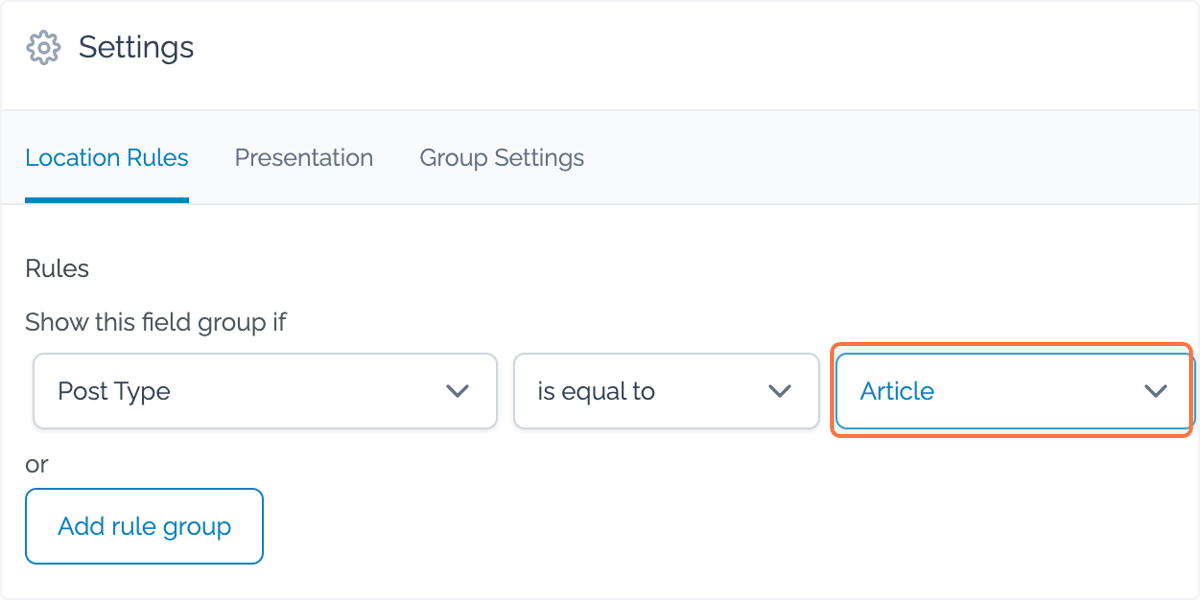 In the following field, select 'Article' from the dropdown In the following field, select 'Article' from the dropdown