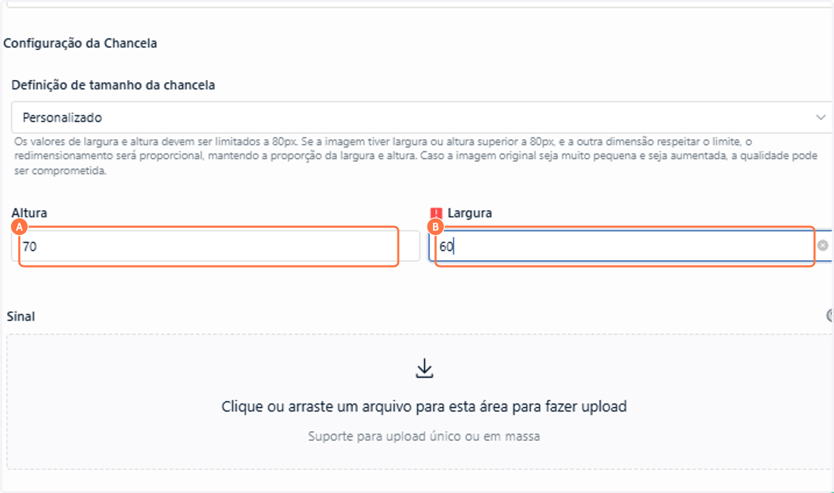 A. Defina a Altura B. Defina a Largura