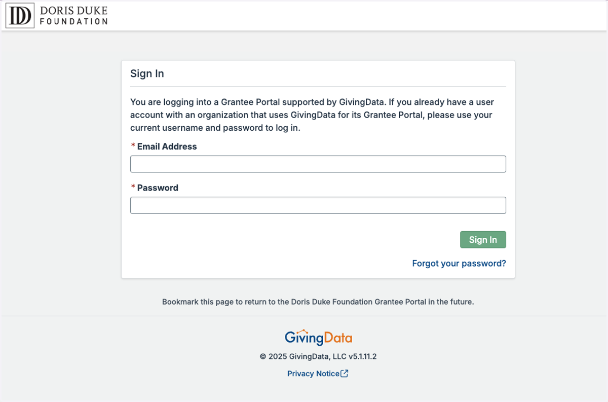 Log in to your new Grantee Portal account.