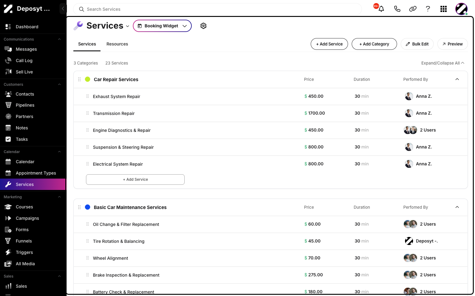Step 2: You will then be directed to the Services section.