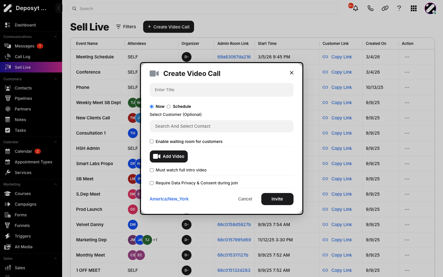 Step 3: A pop-up will appear. From here, you can enter the Video Call Title,