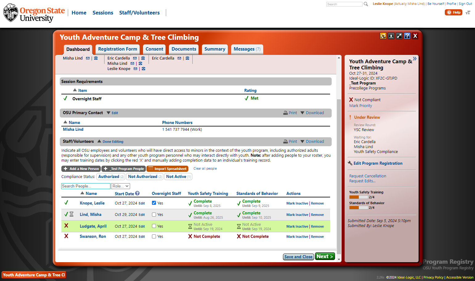 If any compliance status is showing as "Not Active" with an hourglass, click the refresh button to update