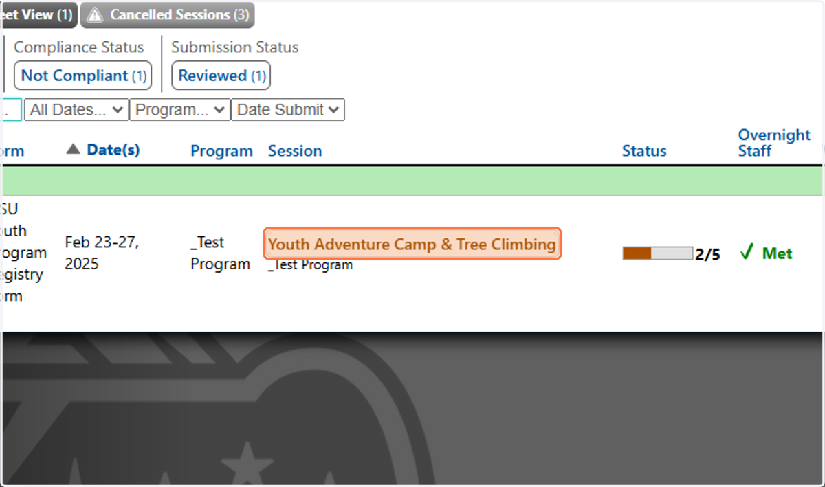 Click on the Session name