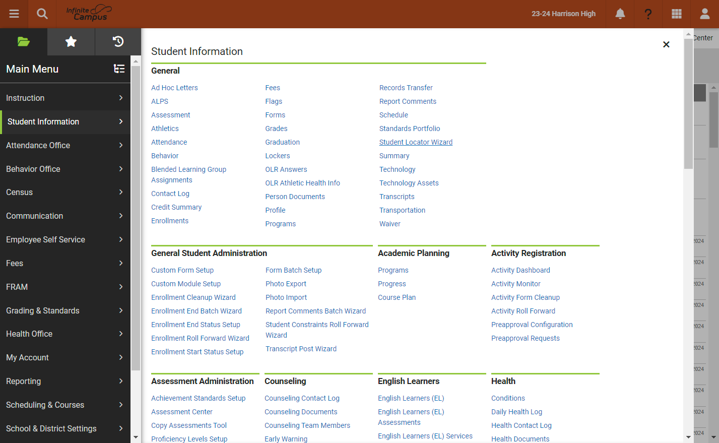 Click on Student Locator Wizard