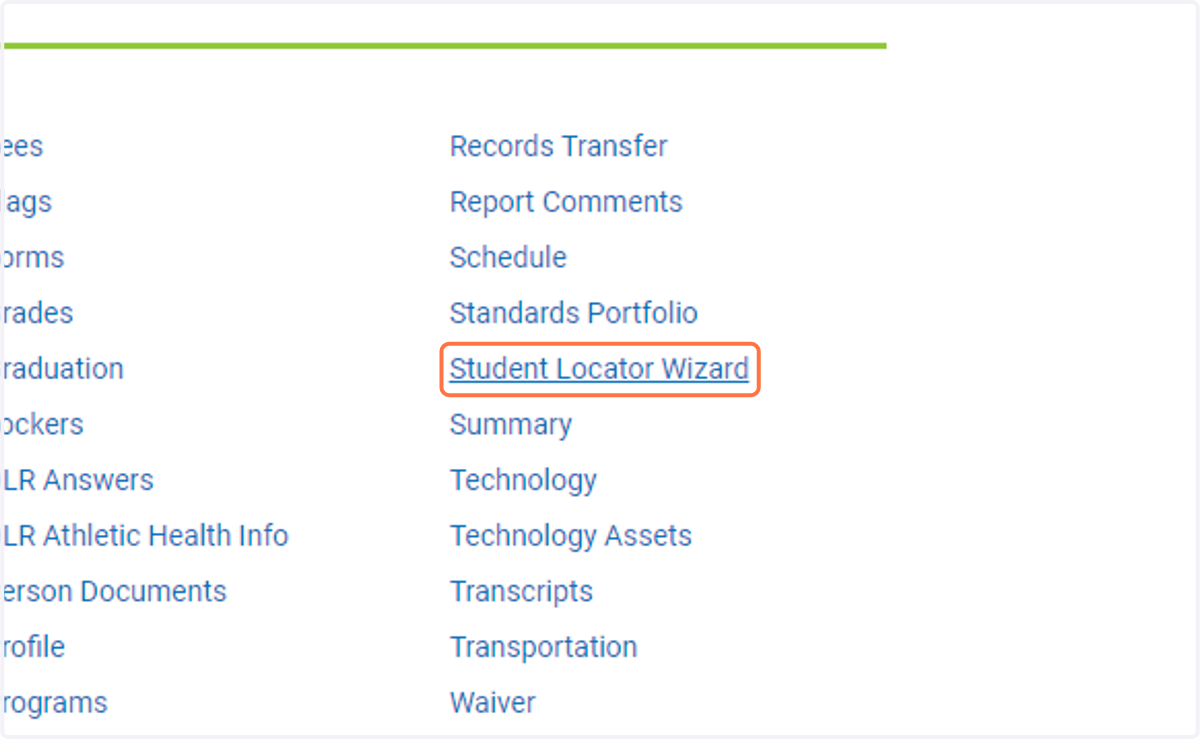 Click on Student Locator Wizard