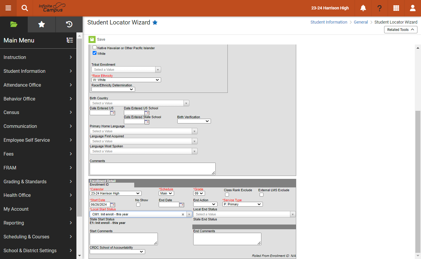Select Enrollment Code