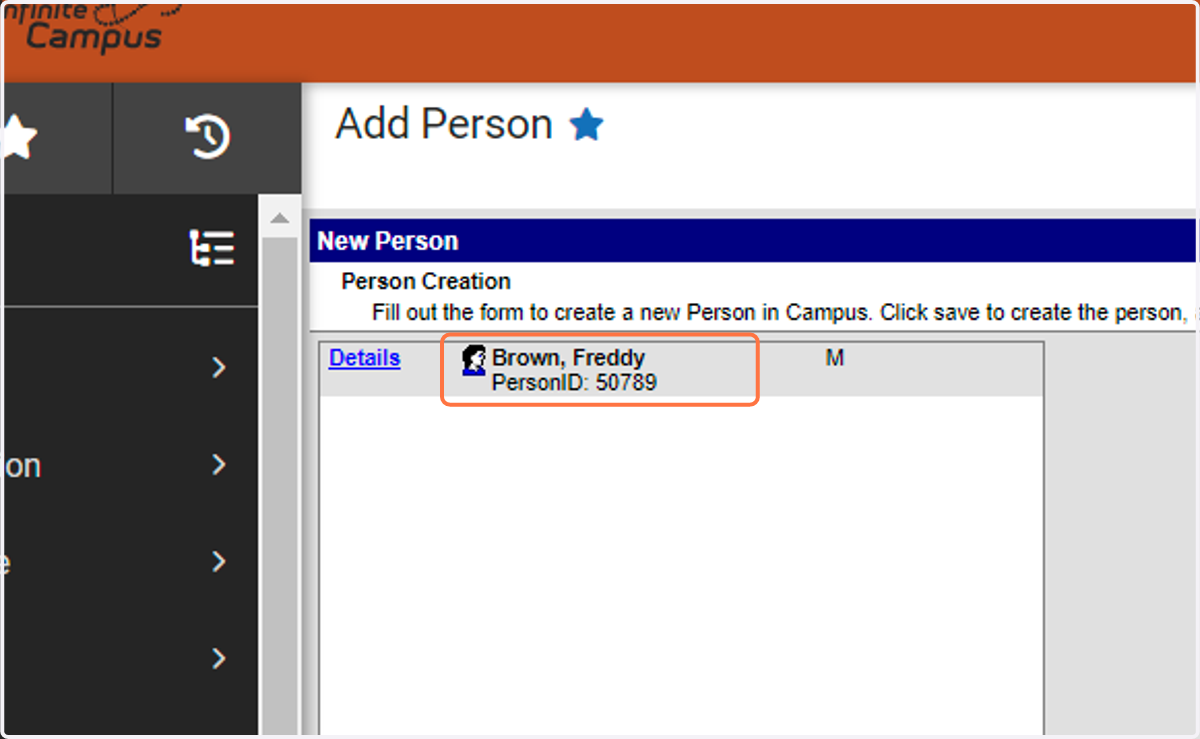 Click on the person you just created