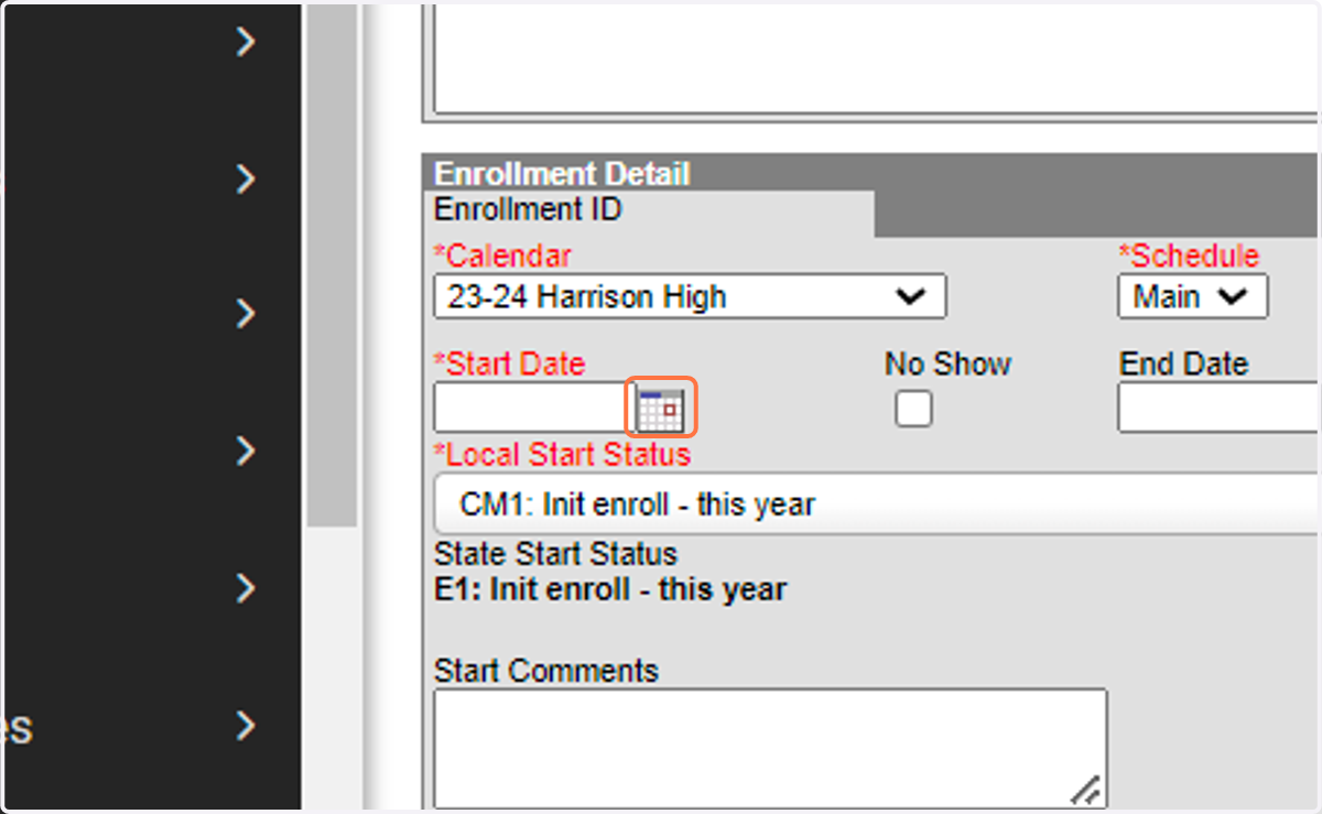 Enter Start Date