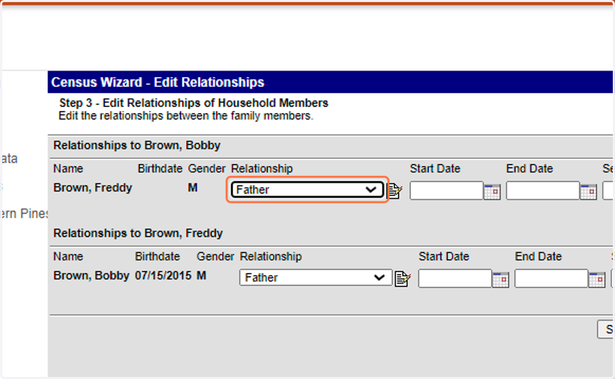 Fill in relationships