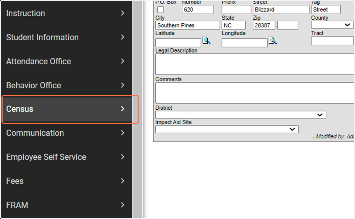 Click on Census