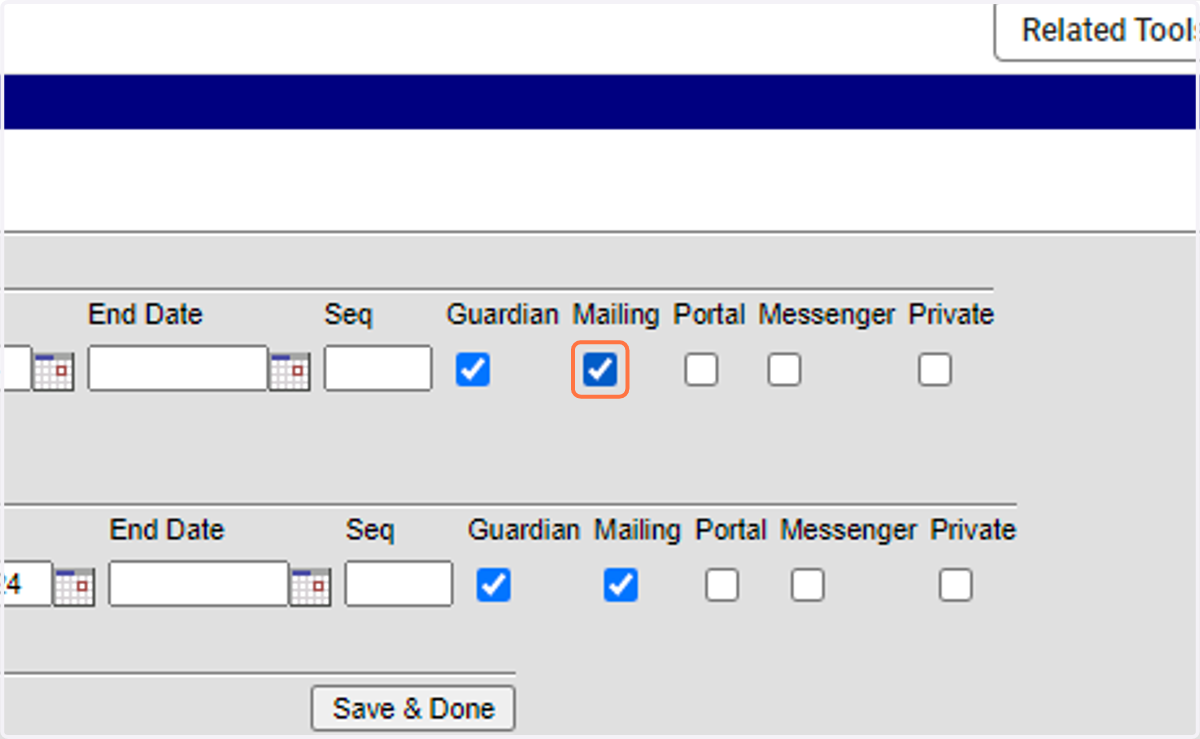 Fill in who is to recieve mail and/or portal access.
