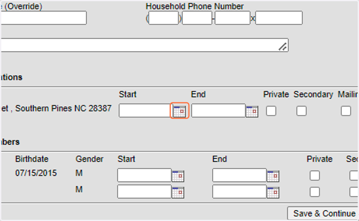 Add start date for the address(s)