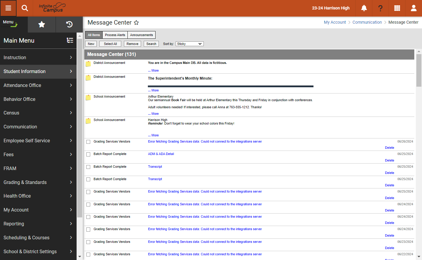 Click on Student Information