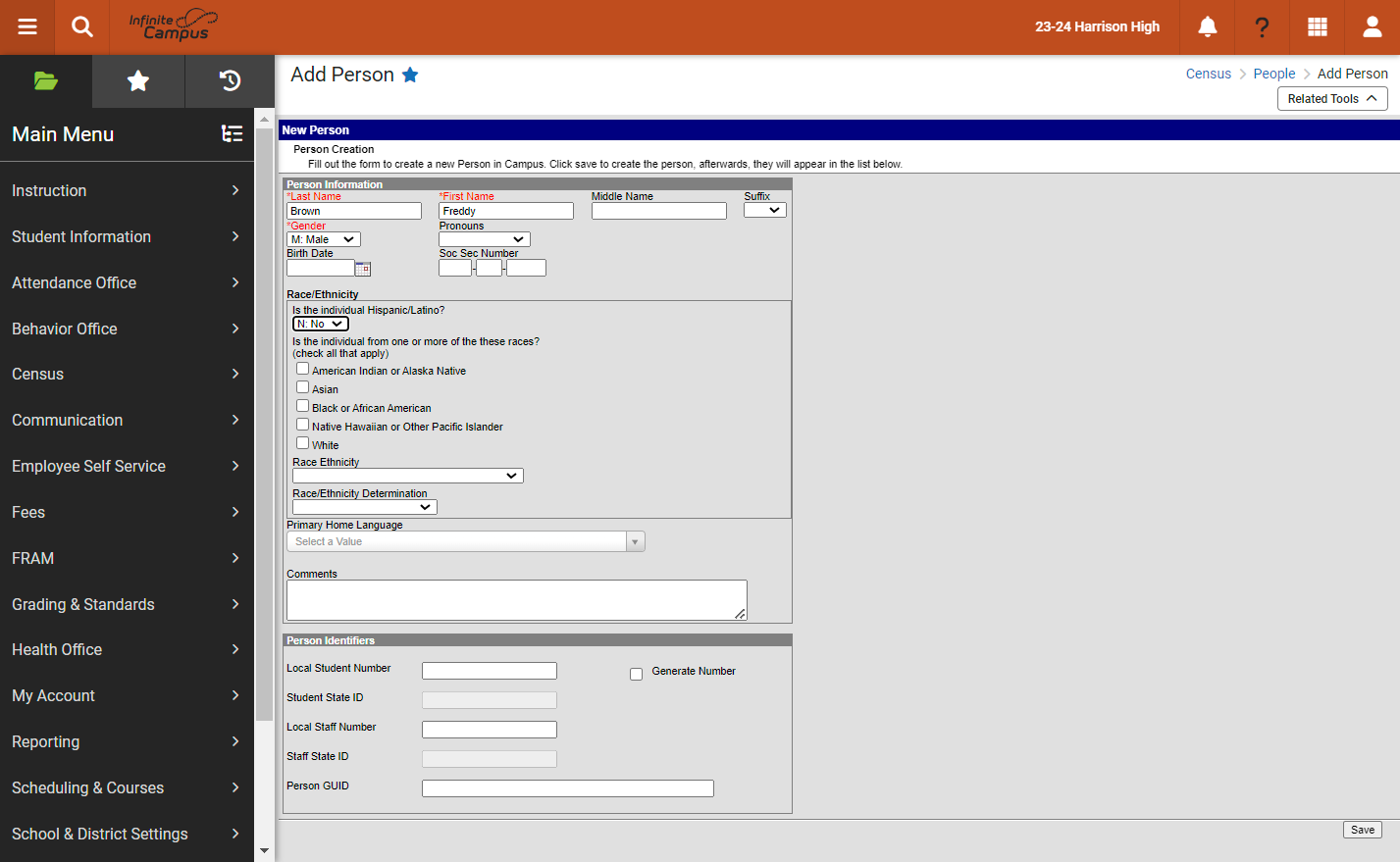 Enter Ethnicity Data