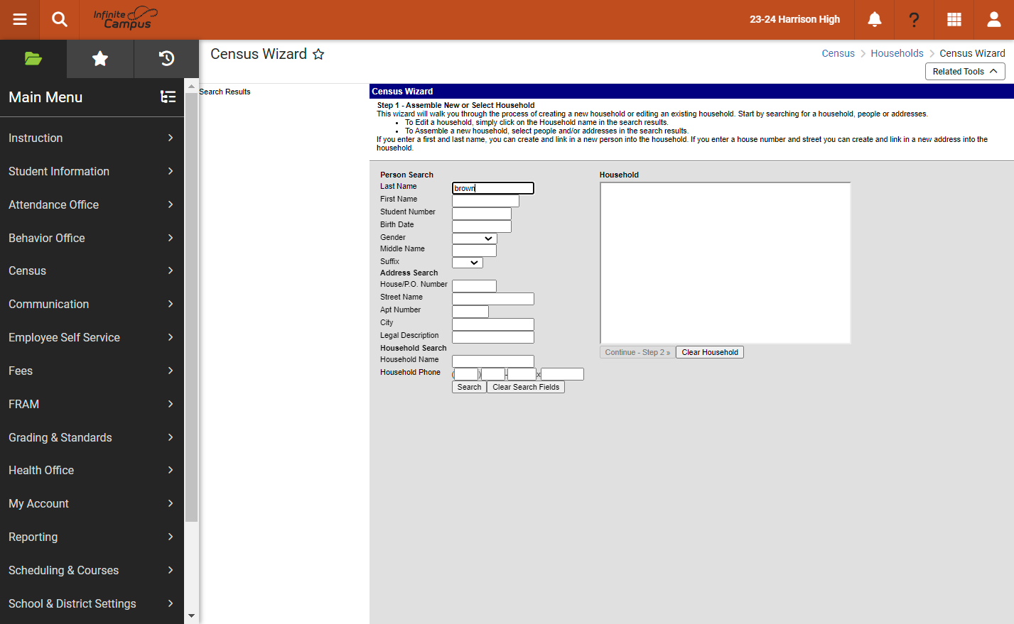 Search for student you enrolled